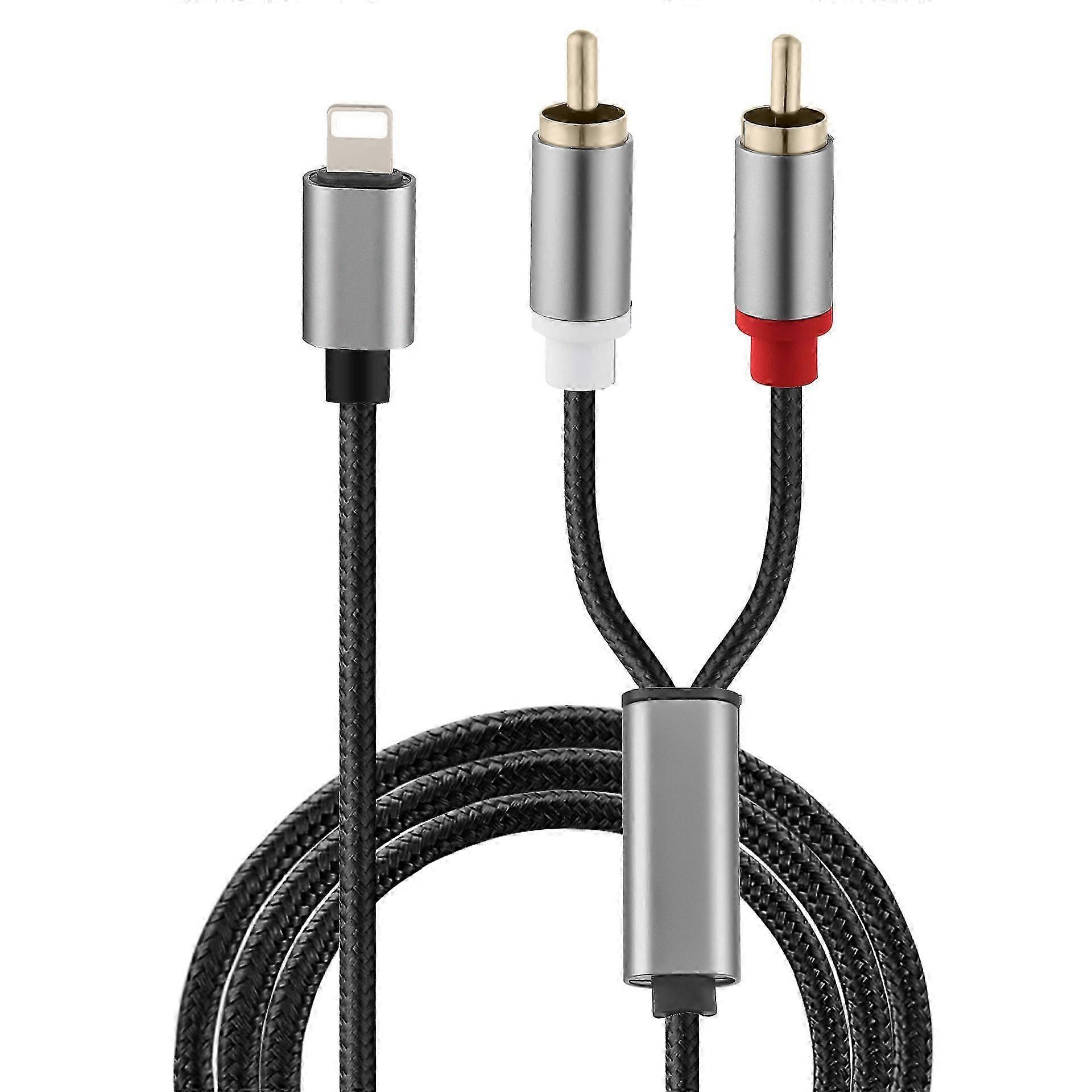 Lightning to RCA Audio Cable: 1m Y Splitter Adapter for iOS Devices and DJ Controllers
