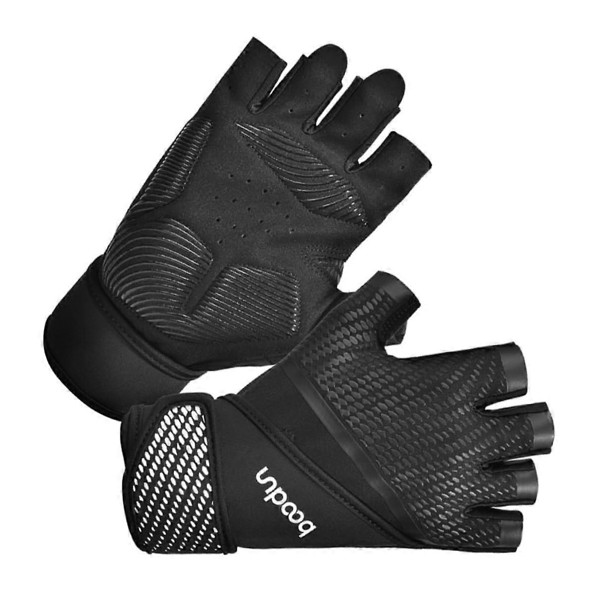 1 pair of fitness gloves halffinger for men breathable weightlifting gloves black and white nonslip shockproof sweatresistant for dumbbell training