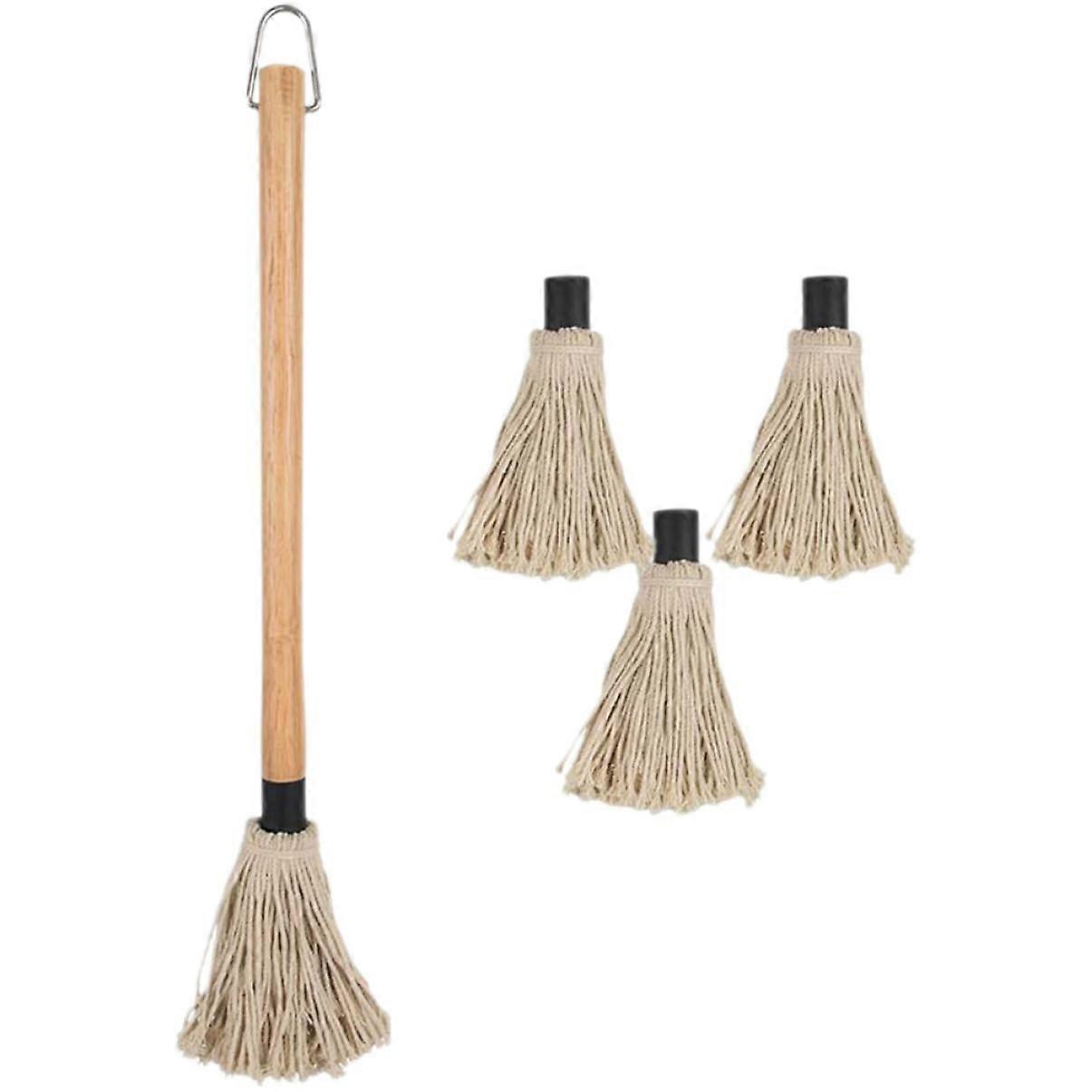 1Satz Grillmopp Set With Wooden Handle BBQ Sauce Oil Brush Durable And Safe For Grilling Frying And Marinating