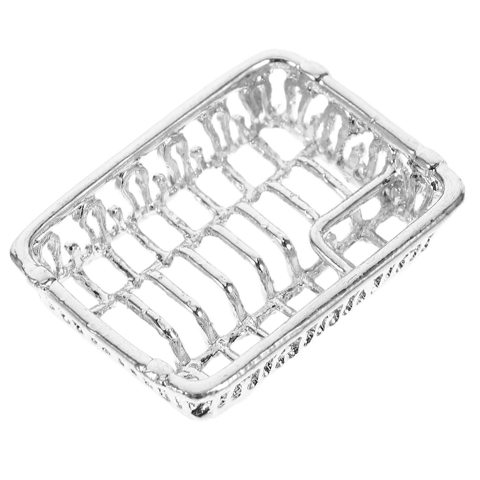 Small Dish Drying Rack Silver Metal Rectangular Functional for Model Enthusiasts Dollhouse Collectors 1Pack