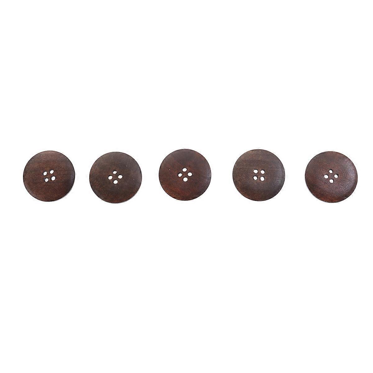 Decorative Round Wood Button For Sewing Projects Scrapbook Making 35MM Dark Coffee 20Pack