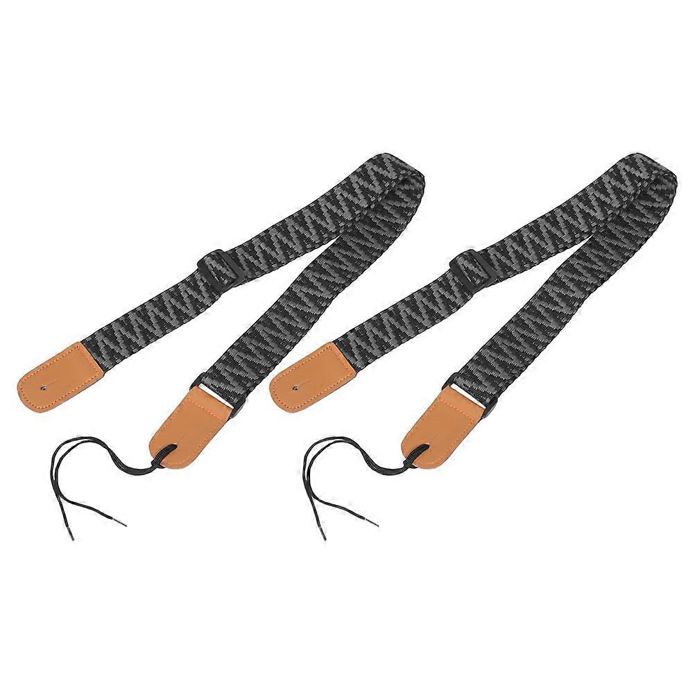 2pcs Comfortable Adjustable Black Braided Nylon Shoulder Strap for Ukulele Use Fits All Ages