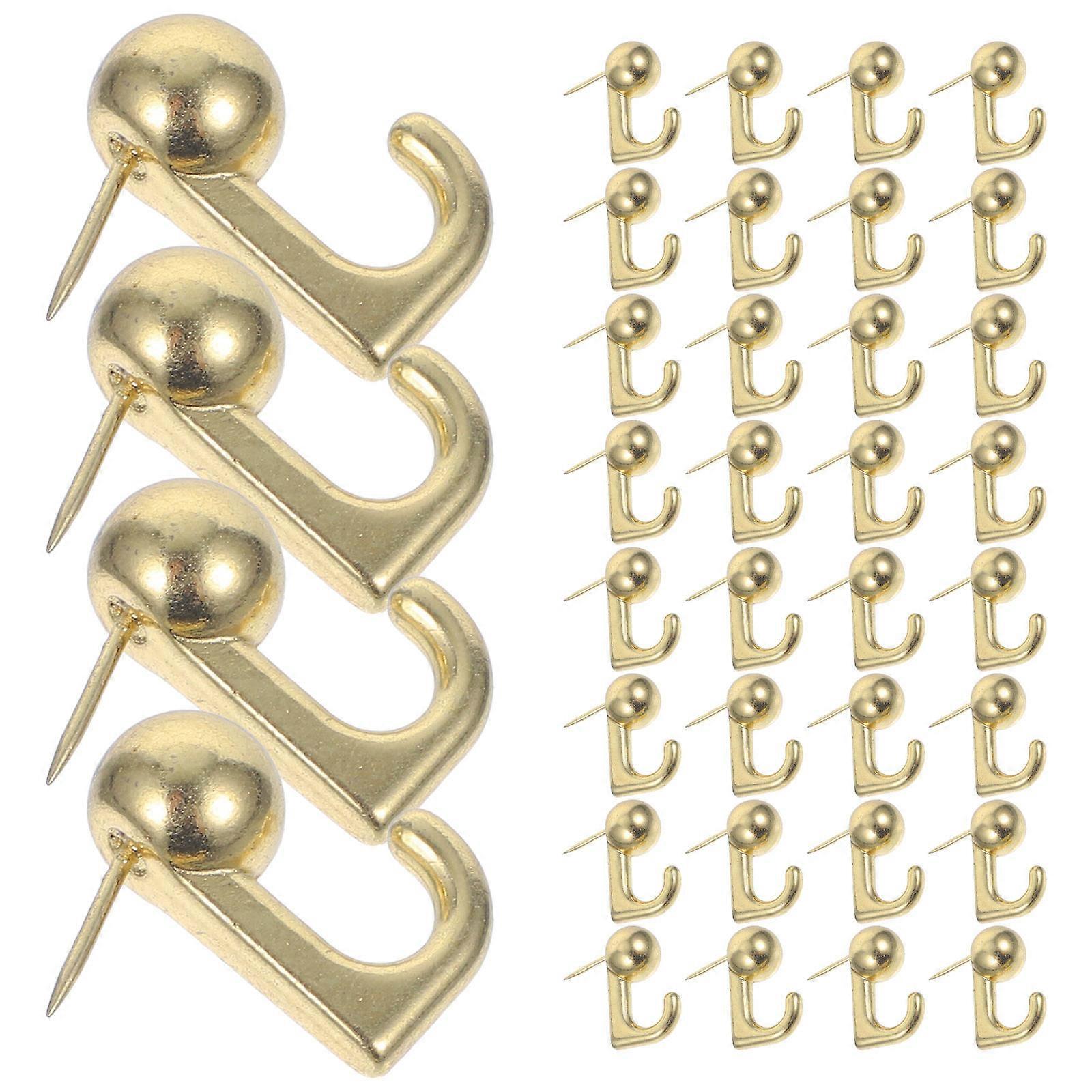 Picture Hanging Tool Metal Push Pin Hooks Cafe Shop Practical Design Golden 2.30X2.30X1.10CM 50Pcs
