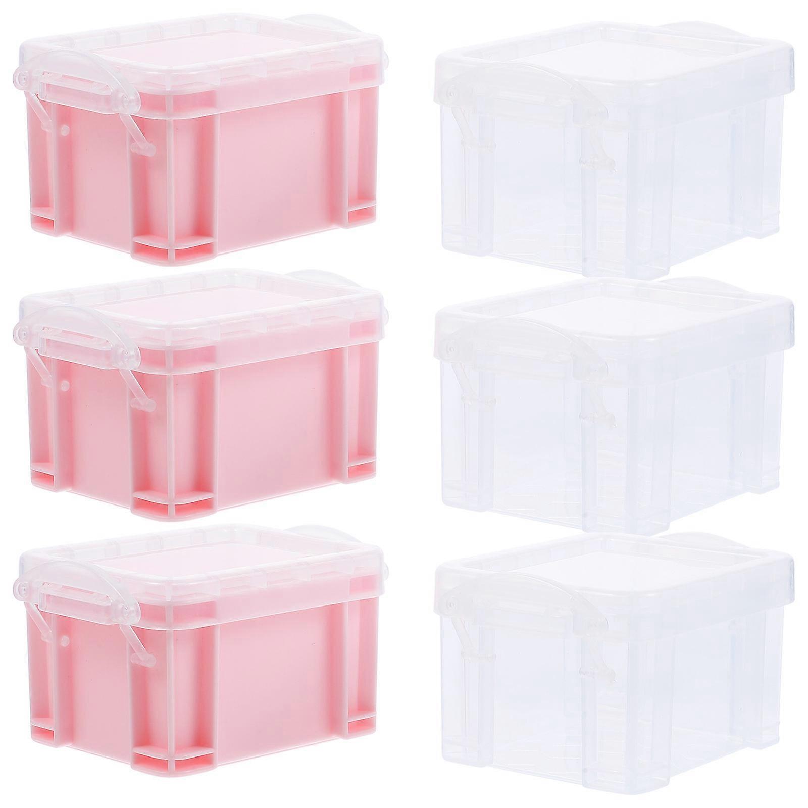 Small Containers With Lids Jewelry Storage Box Rectangular Pink Stackable Design 6Pcs