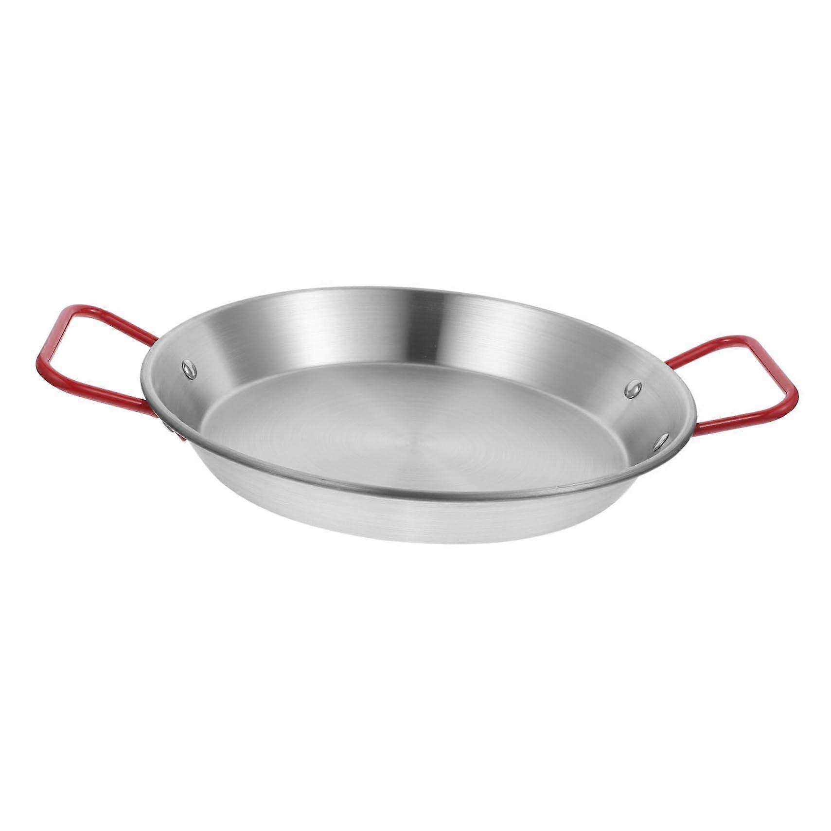 Paella Pan with NonStick Coating Baking Mould with Lid Stainless Steel Silver 2016CM