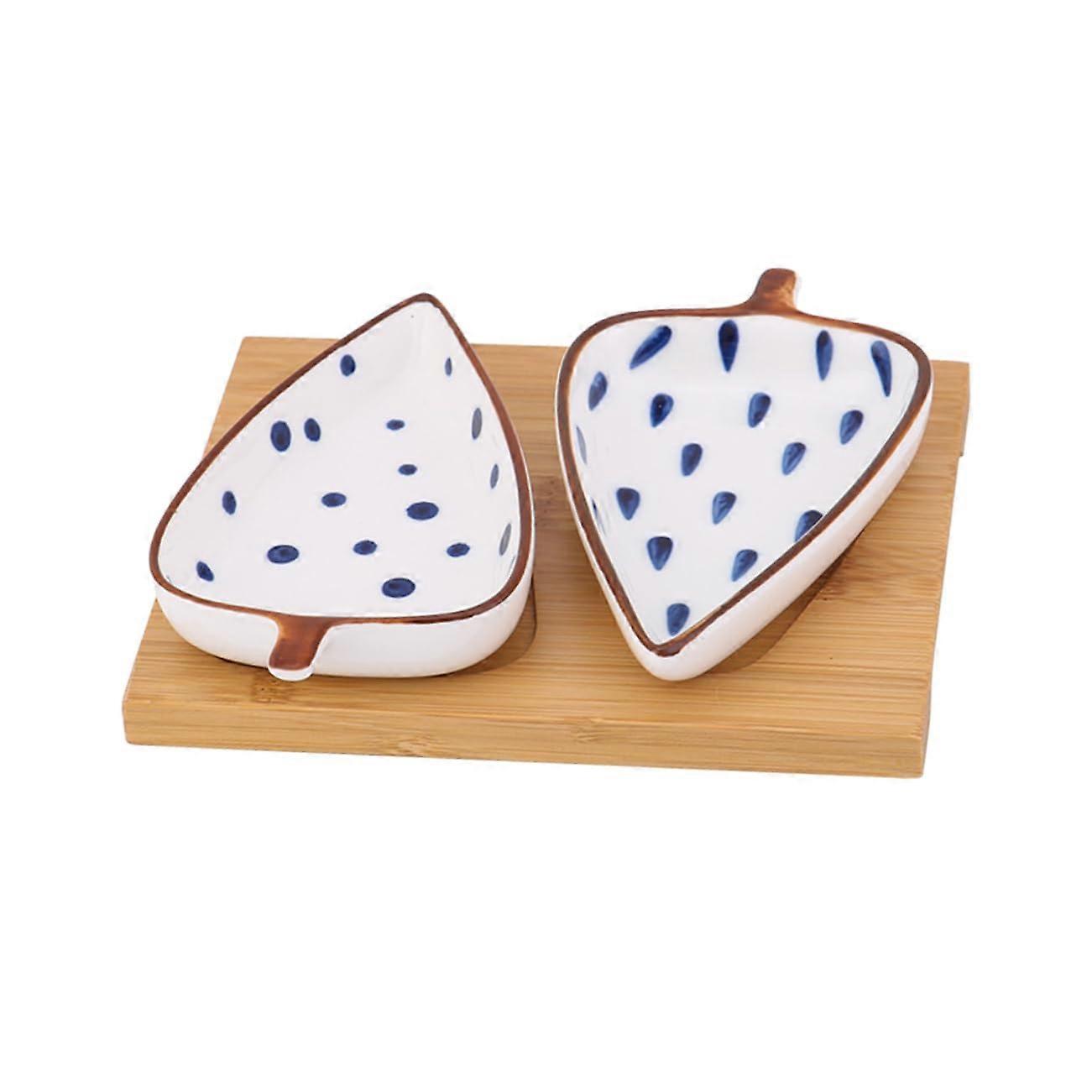 1 Set of Wooden Salad Plates Ceramic Sweets Reusable