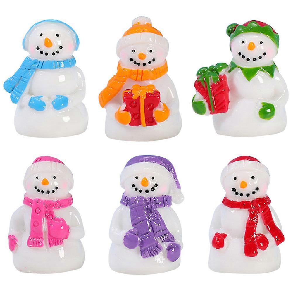 Christmas Snowman Figures Miniature Snowman Figurines Cartoon Shape Assorted Color 2.70X1.70X1.70CM 6Pcs