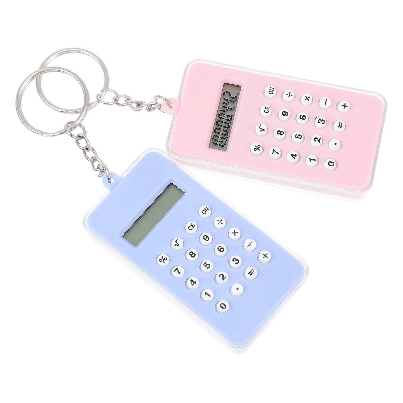 2pcs Calculator Key Chain Pendant for Office Students Decompression Small Gift