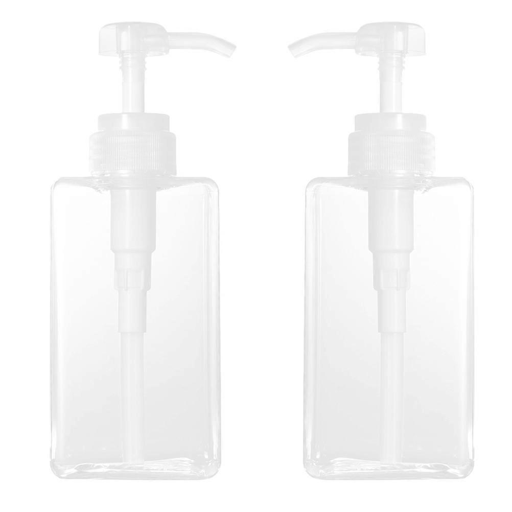 Travel Shampoo Bottles Press Pump Bottle Storage Dispenser Container Portable Lotion Transparent 6.7x6.7x15.6cm 2Pcs