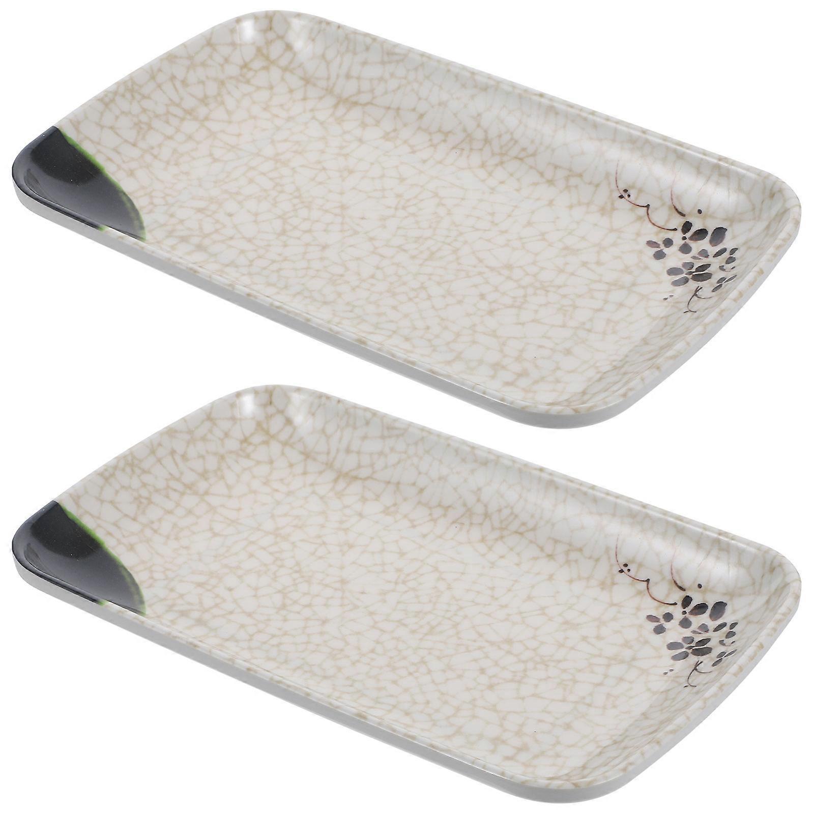 Rectangle Serving Platter Sushi Plate Dinnerware Rectangular Plates Home Use Resin 2PCS