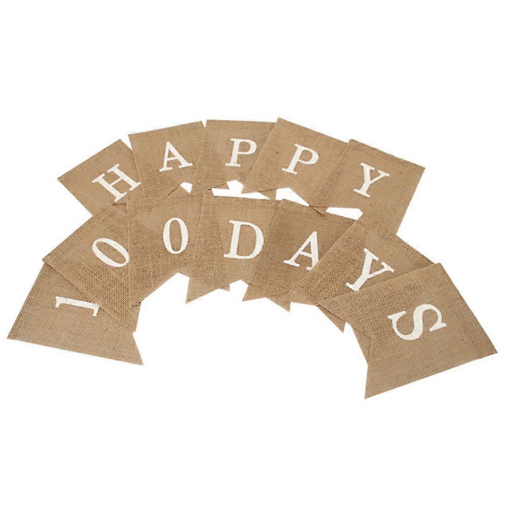 Swallowtail Flags for Party Burlap Banner Decoration Khaki Baby 100 Days Event 250x18cm 1Pc