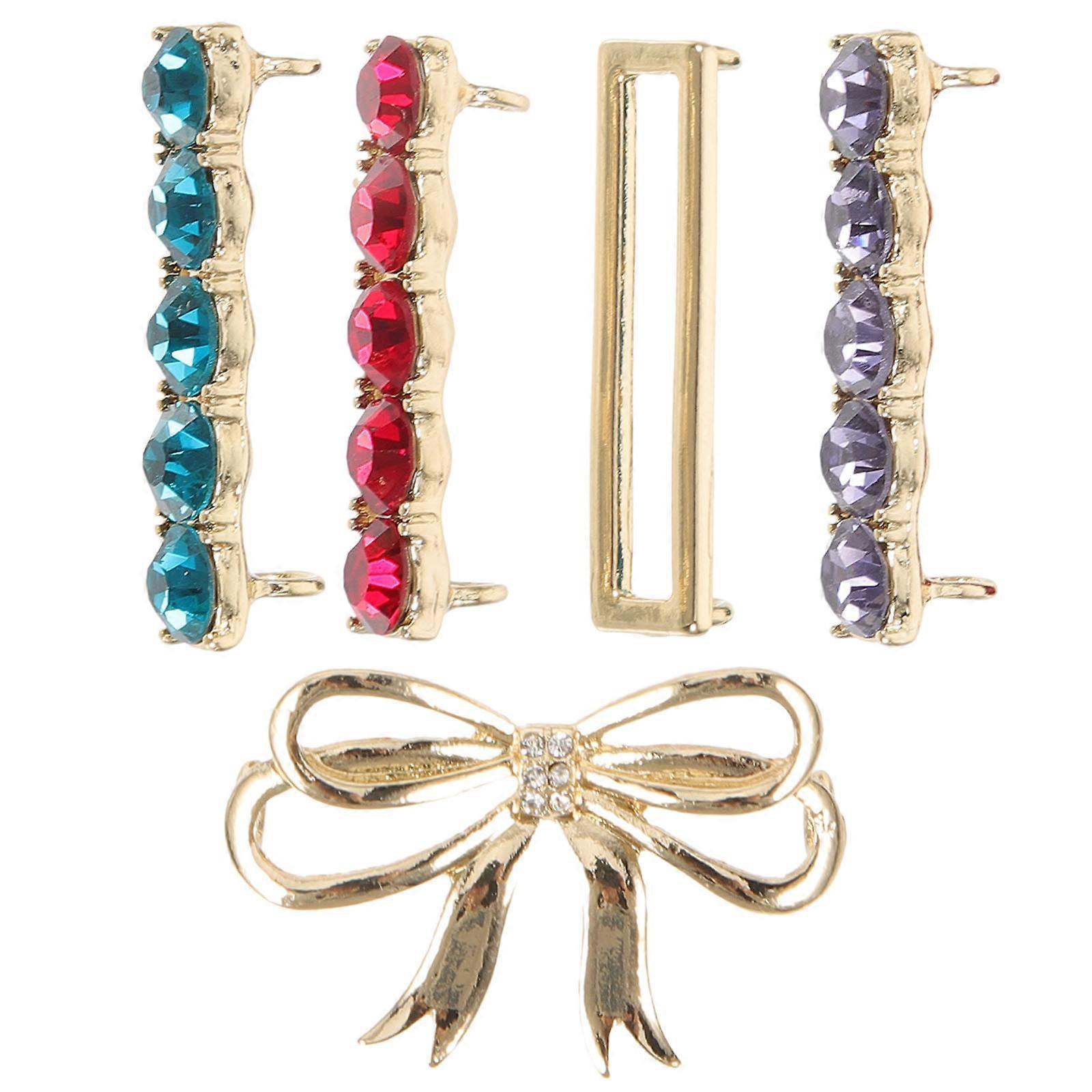 Shoe Charm Clips Small Shoelace Decorations Purple Diamond Rectangle Easy to Install/Remove 5 Pairs