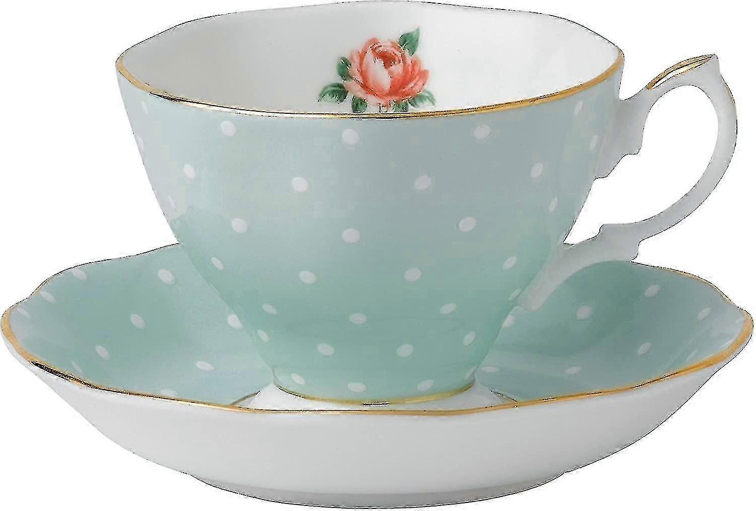 Polka Rose Teacup & Saucer Set