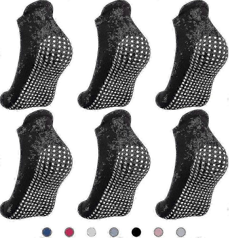 6 أزواج الجوارب قبضة غير الانزلاق لليوغا ، البيلاتس ، المستشفى ، الجوارب النعال المضادة للانزلاق