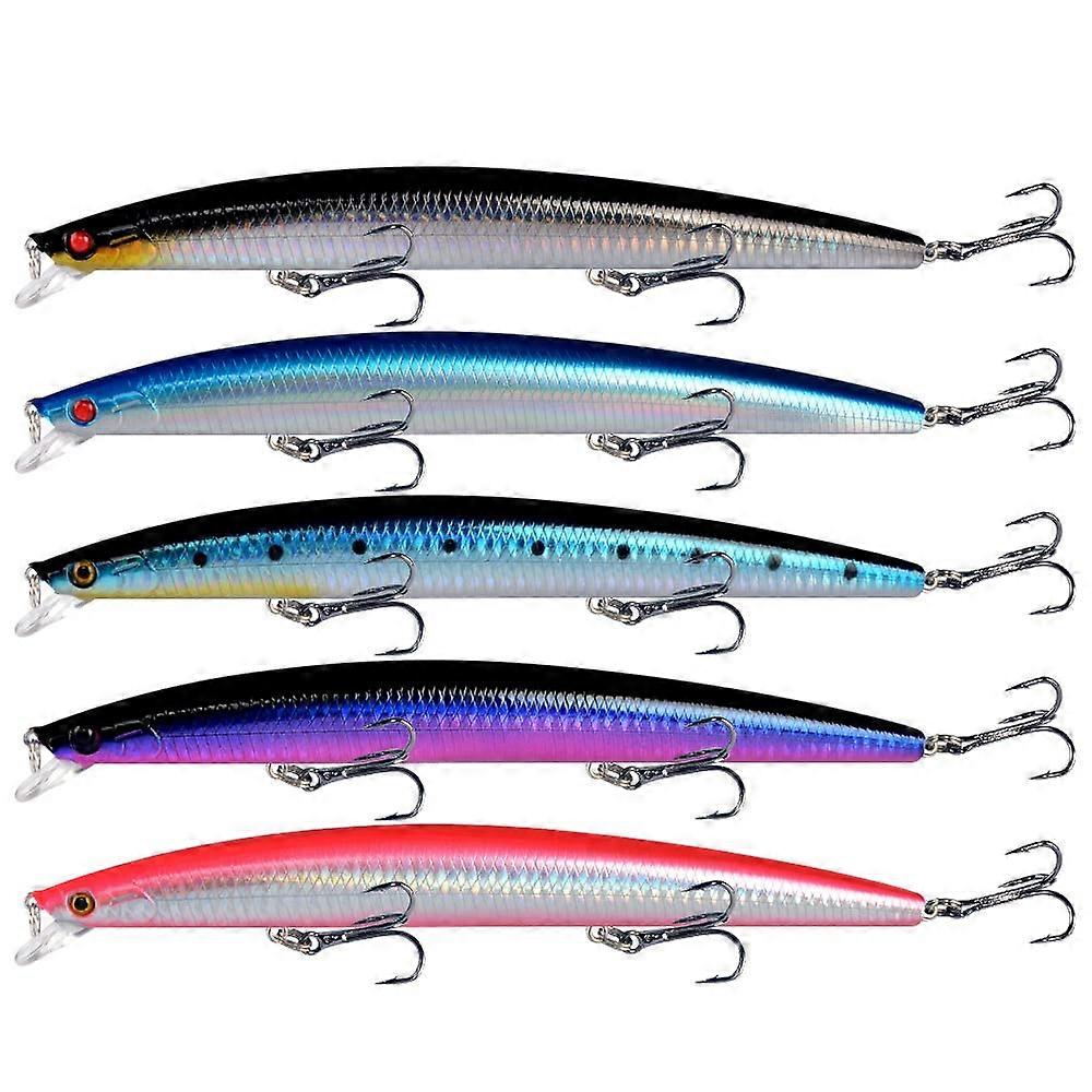 Wobbler Set of 5/10 Artificial Baits 18 cm / 24 g Minnow Floating Predator Fishing such as Pike, Zander, Perch, Catfish Pike Bait 18 cm/24G5PC