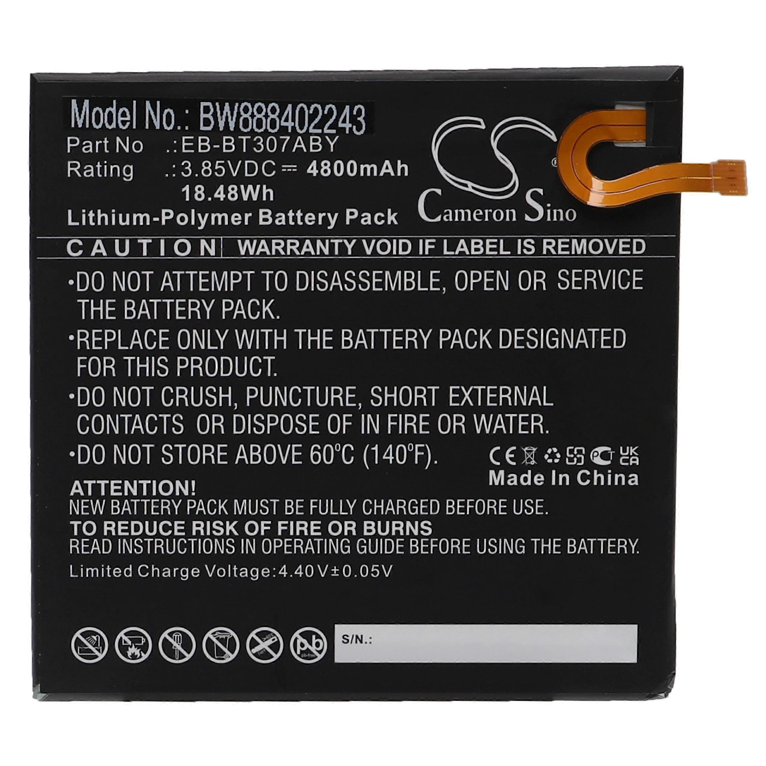vhbw akkumulátorcsere Samsung EB-BT307ABY táblagéphez (4800mAh, 3.85V, Li-polimer)