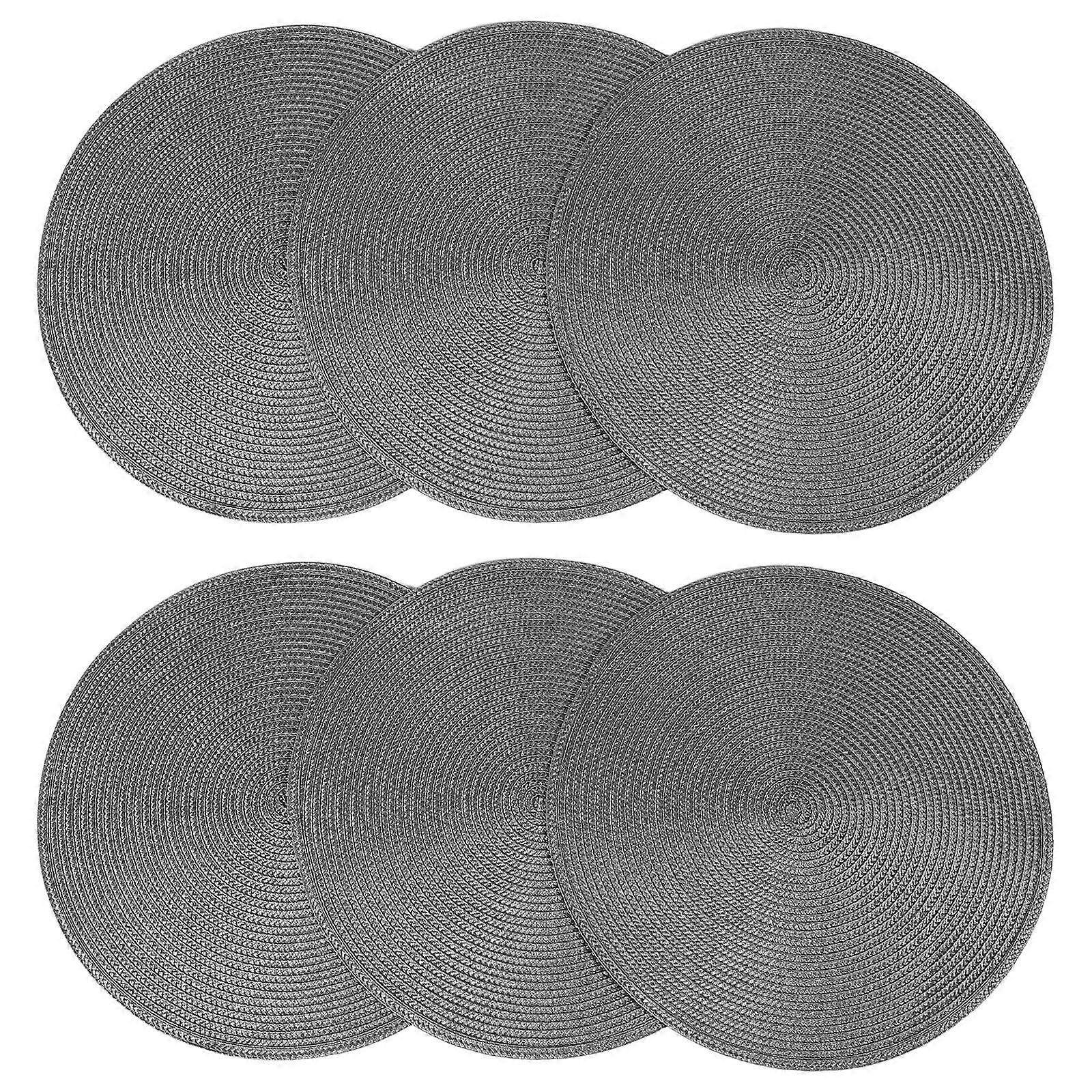 6pcs Heat Resistant Non Slip Round Table Mats Woven PP Placemats for Home, Parties, and Daily Use