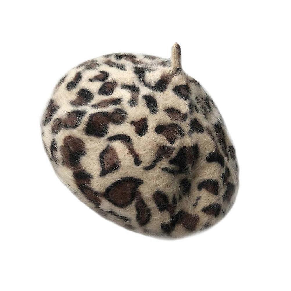 Ladies Beret Hats Leopard Sun Protection 25x25cm 1Pcs