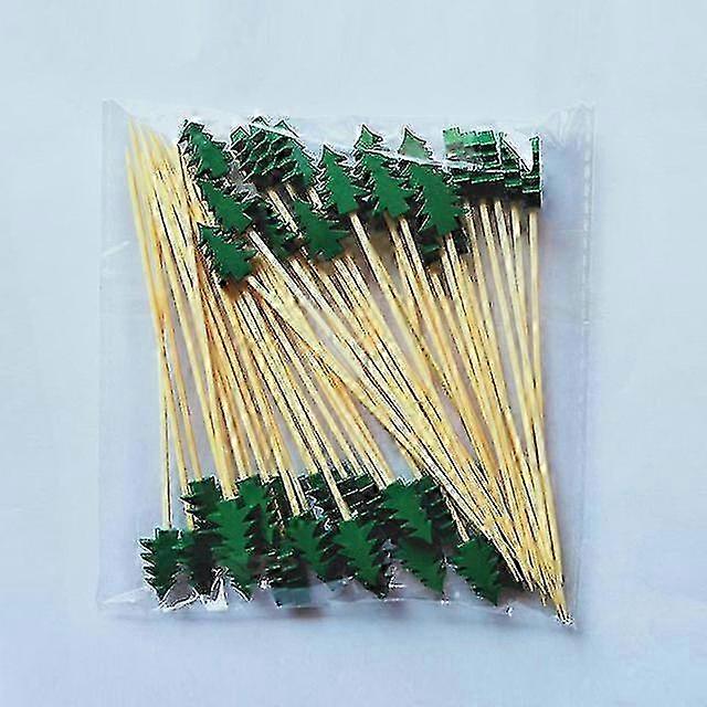 50 יח '\ סט מקלות פירות חג המולד חד פעמי מקלות במבוק פתית שלג עץ חג המולד אייל סנטה קלאוס קישוטי איש שלג