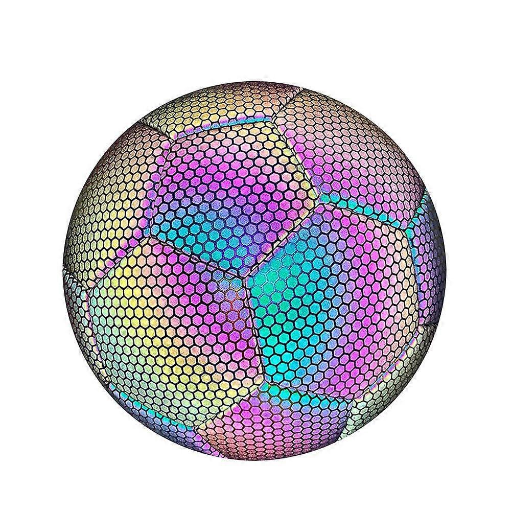 Holographic Reflective Soccer Ball, Robust PU Leather Construction, High-Quality Durable Materials, Lights Up After Exposure to Light Sources,