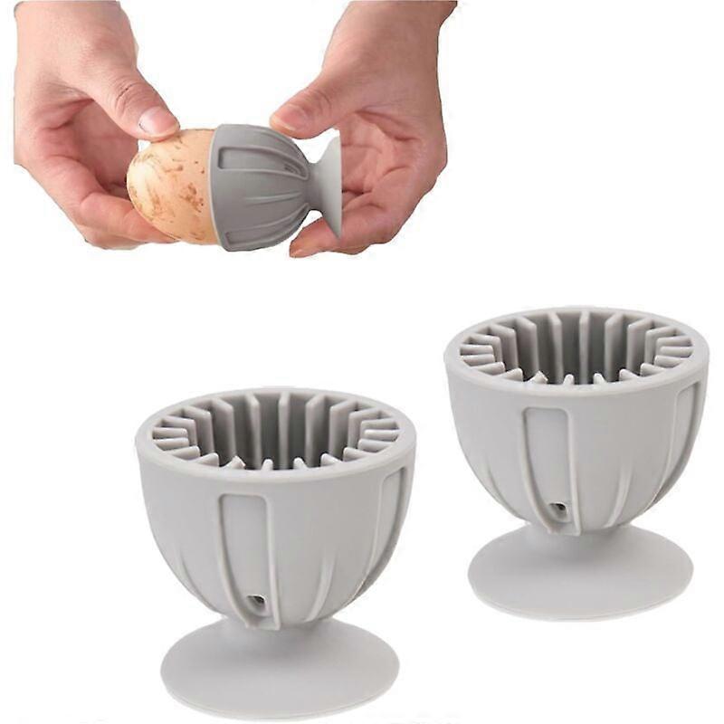 2PCS Silicone Egg Cleaning Brush - Reusable Easy Clean Egg Washing Brush - Egg Kitchen Tools (Grey)