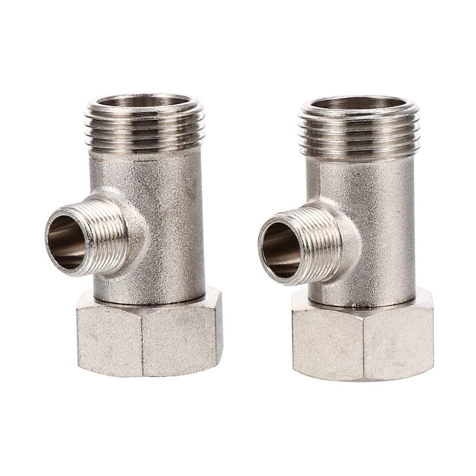 Toilet Bidet Spray Device Tee Adapter - Set of 2 Adjustable Water Distribution Valve, Nickel-Plated, Fits Tight Spaces, 5.4X2.2CM