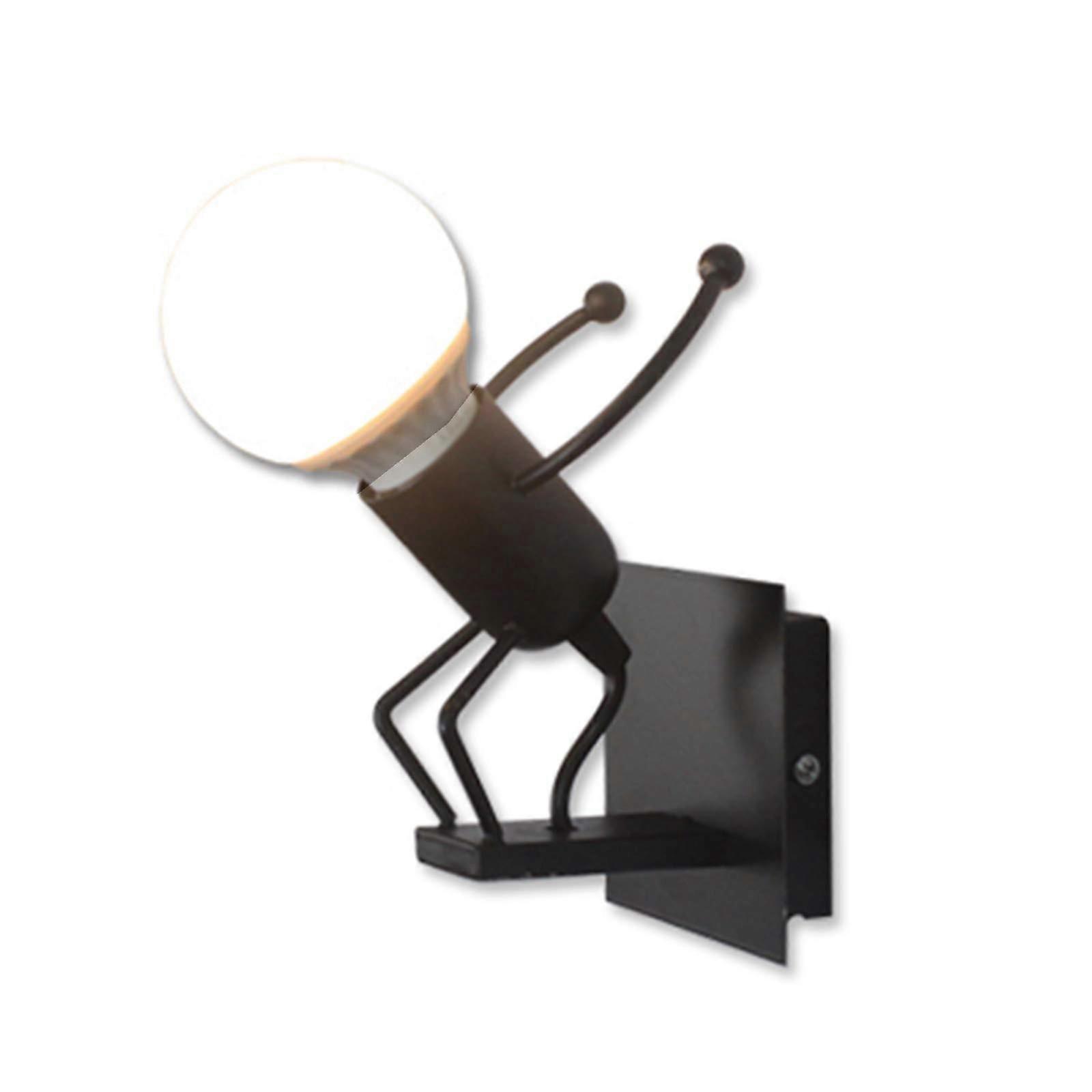 Creative Charming Gnome Wall Light – Industrial Retro Black Metal E27 Wall Lamp with Jumping Design, 240V Compatibility