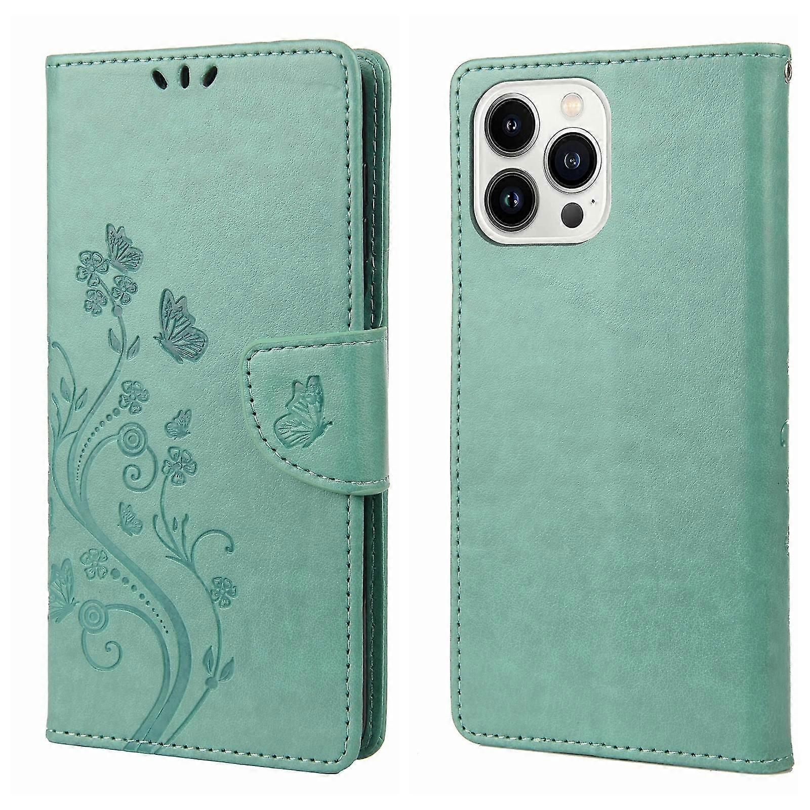 Butterfly Flower PU Case For iPhone 14 Pro
