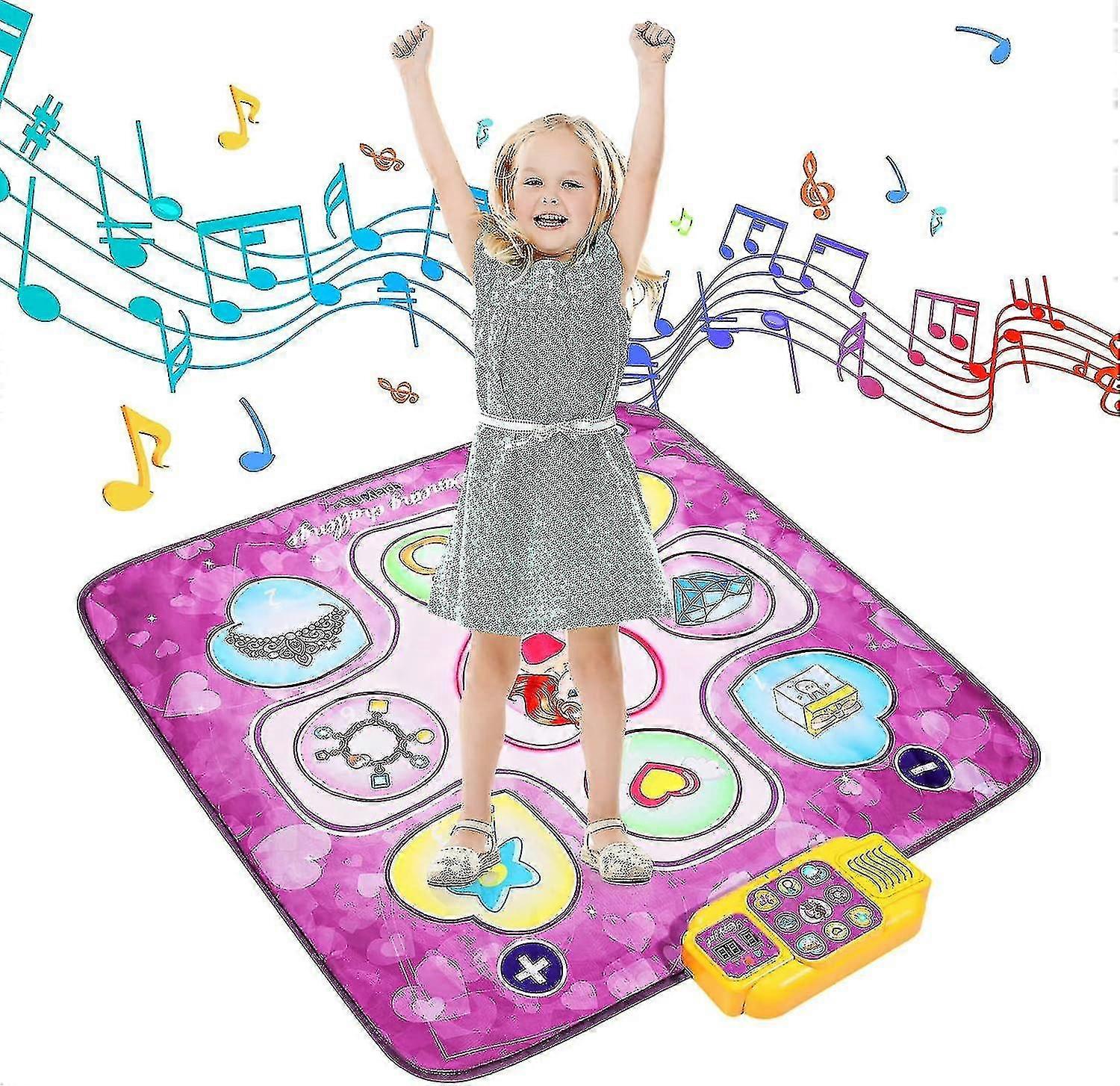 Dance Mat, κατάλληλο για παιδιά ηλικίας 3-10 ετών, ρυθμιζόμενο μαξιλάρι χορού έντασης με 5 τρόπους παιχνιδιού, 5 επίπεδα πρόκλησης, ενισχυμένο με φώτα LED, P