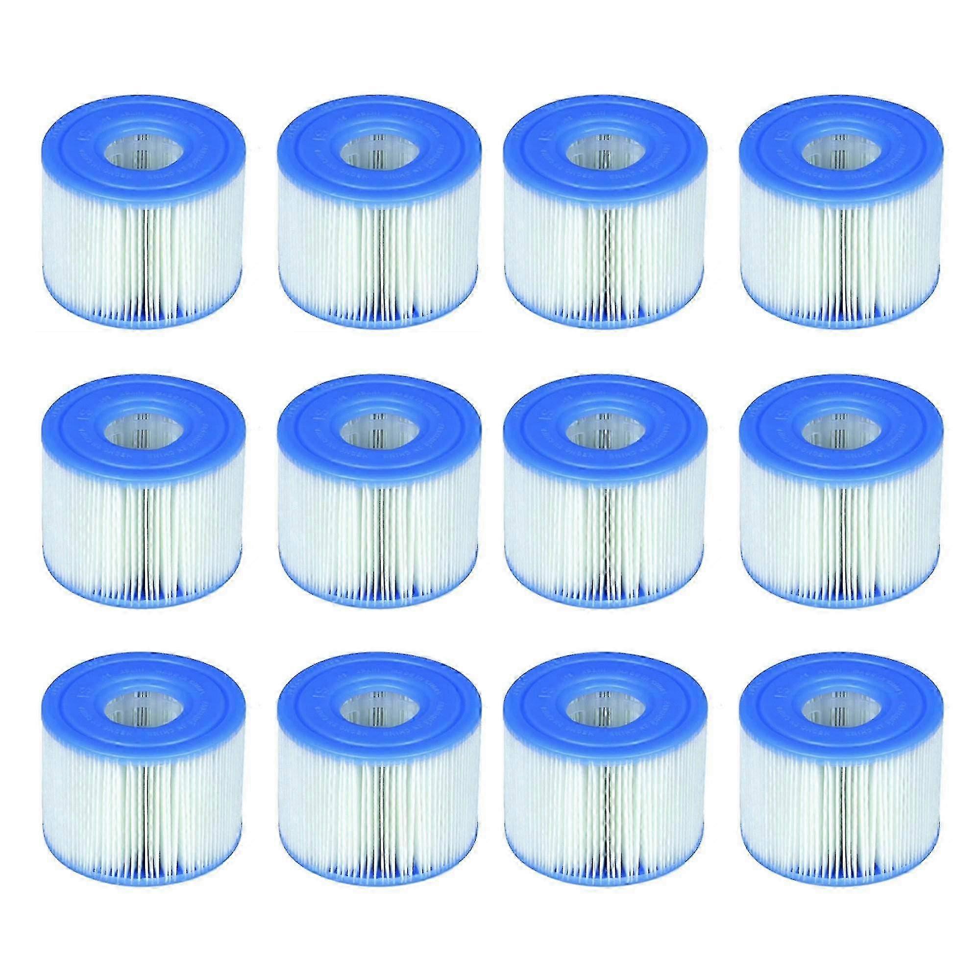 2023 - Intex Compatible PureSpa Type S1 Easy Install Pool Cartridge (12 Filters), Blue, 12 Pack