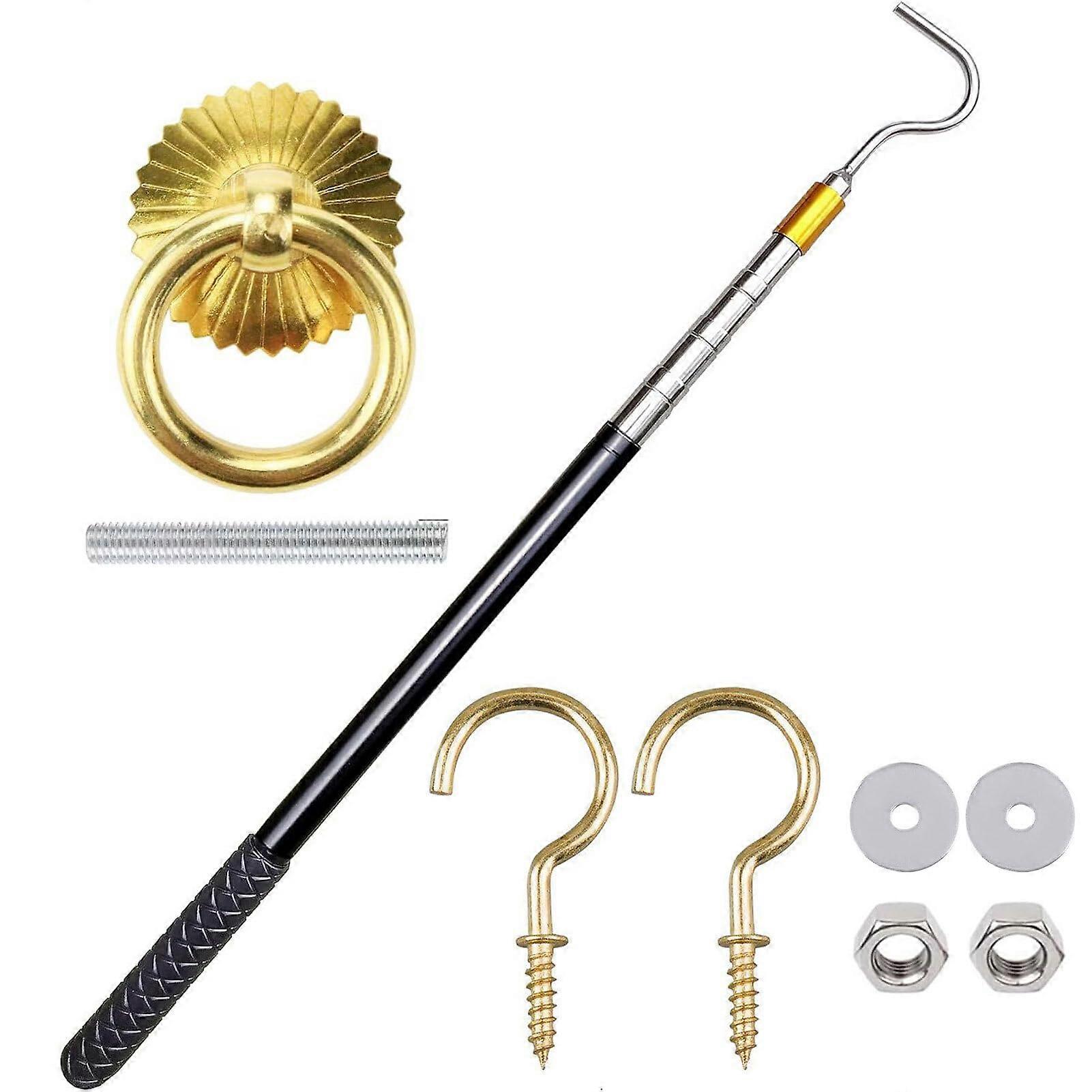 Attic Ladder Pull-Down System Kit With Handle Parts, Tools, Stainless Steel Rod