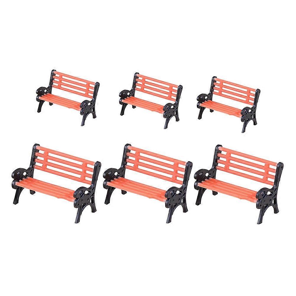 Khaki Miniature Park Benches for Decoration with Smooth PVC Surface 6 Pieces