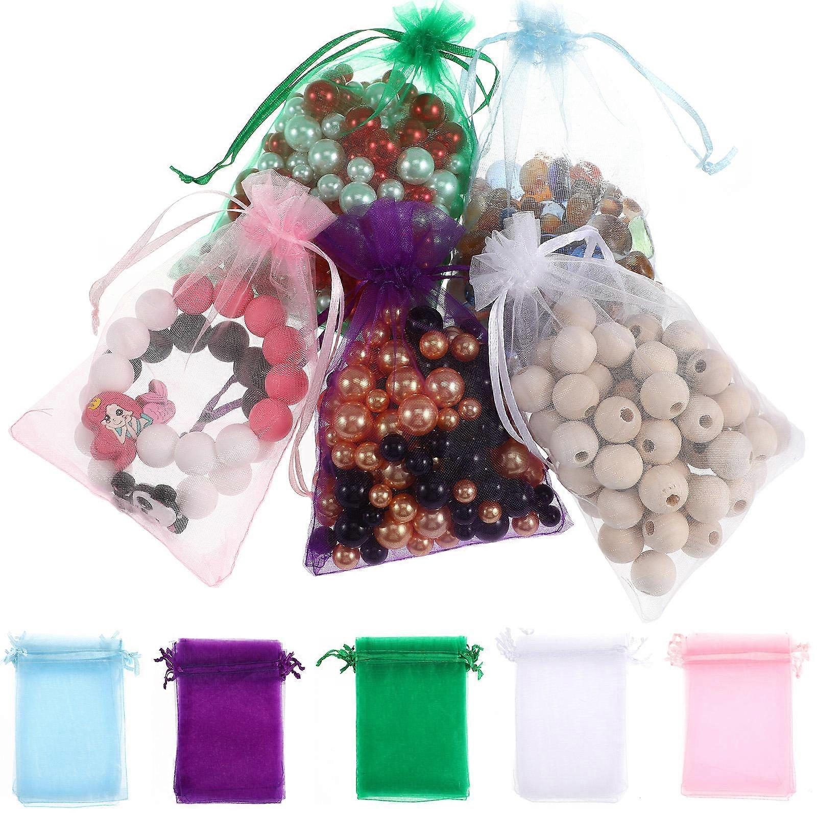 Goodie Bags Organza Pouches Party Favors White Rectangular Shape 50Set