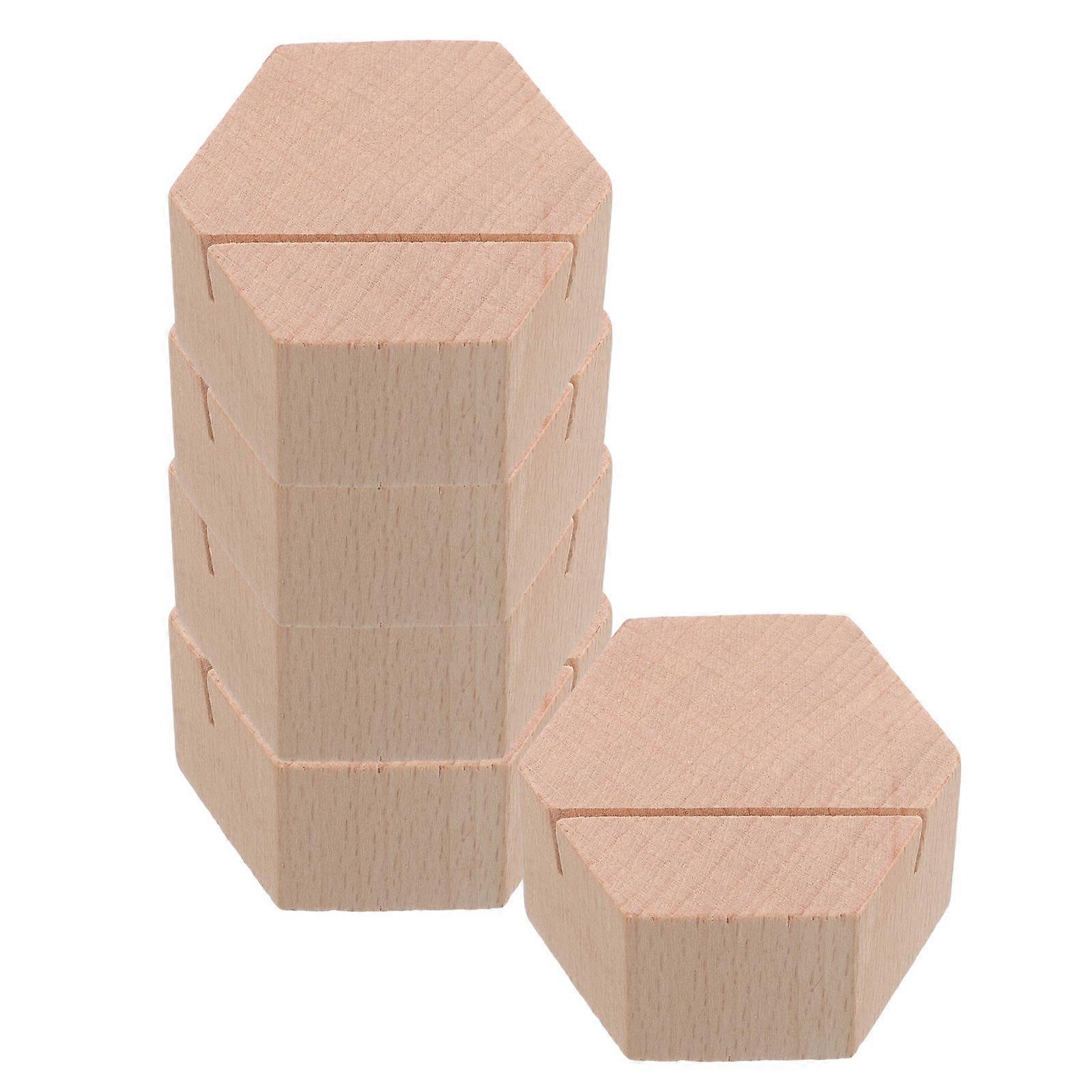 Postcard Holder Hexagon Shape Wood Business Card Stand For Office Home 5Pcs