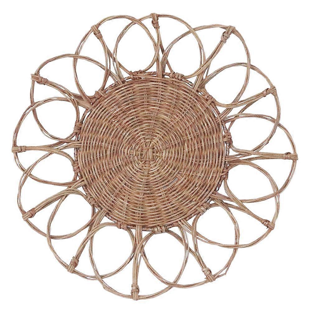 Delicate Synthetic Rattan Woven Craft Wall Hanging Basket for Decor Brown 1pc