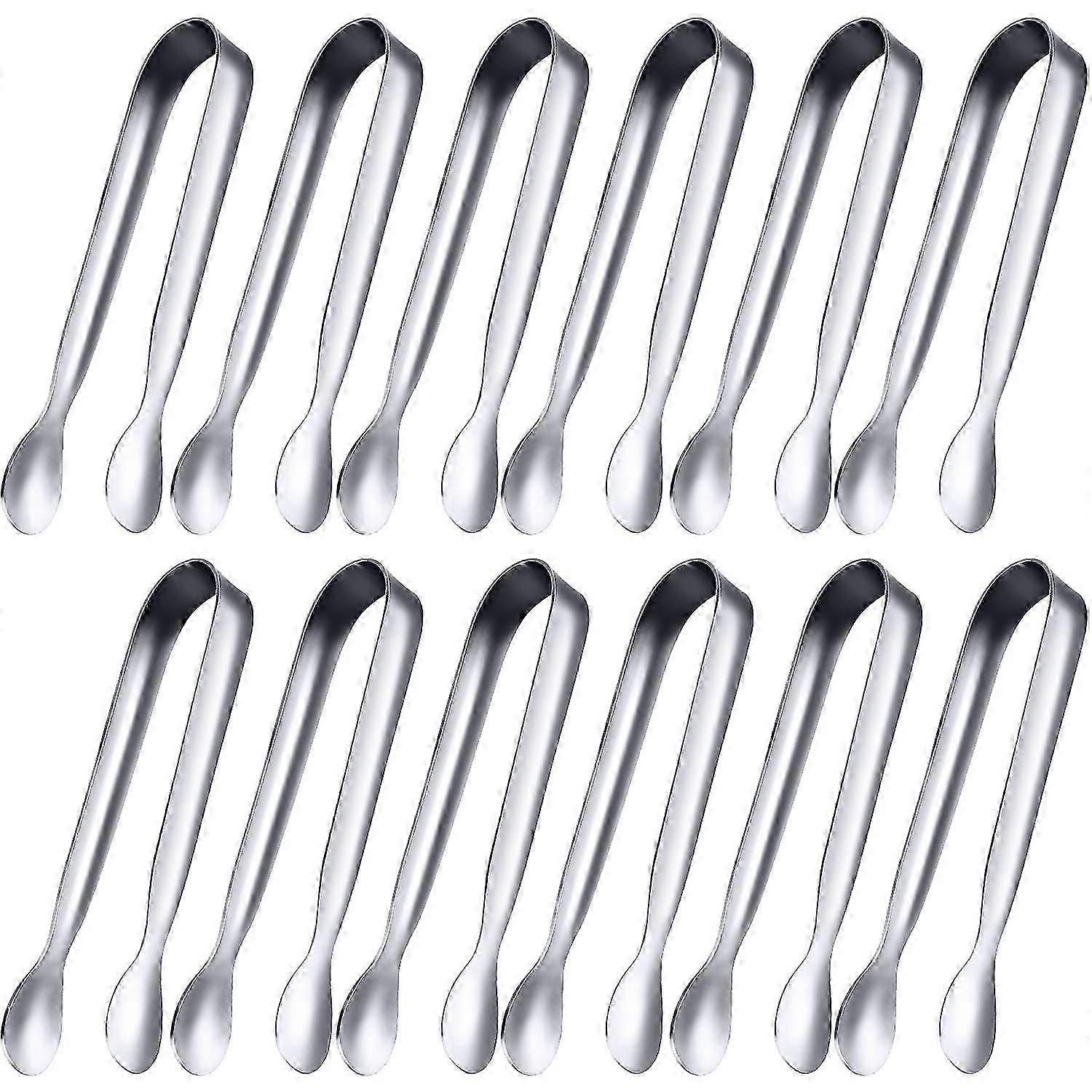 12 Mini Pinças de Aço Inoxidável para Aperitivos, Sobremesas, Charcutaria e Doces (Prata, 4.3 Polegadas)