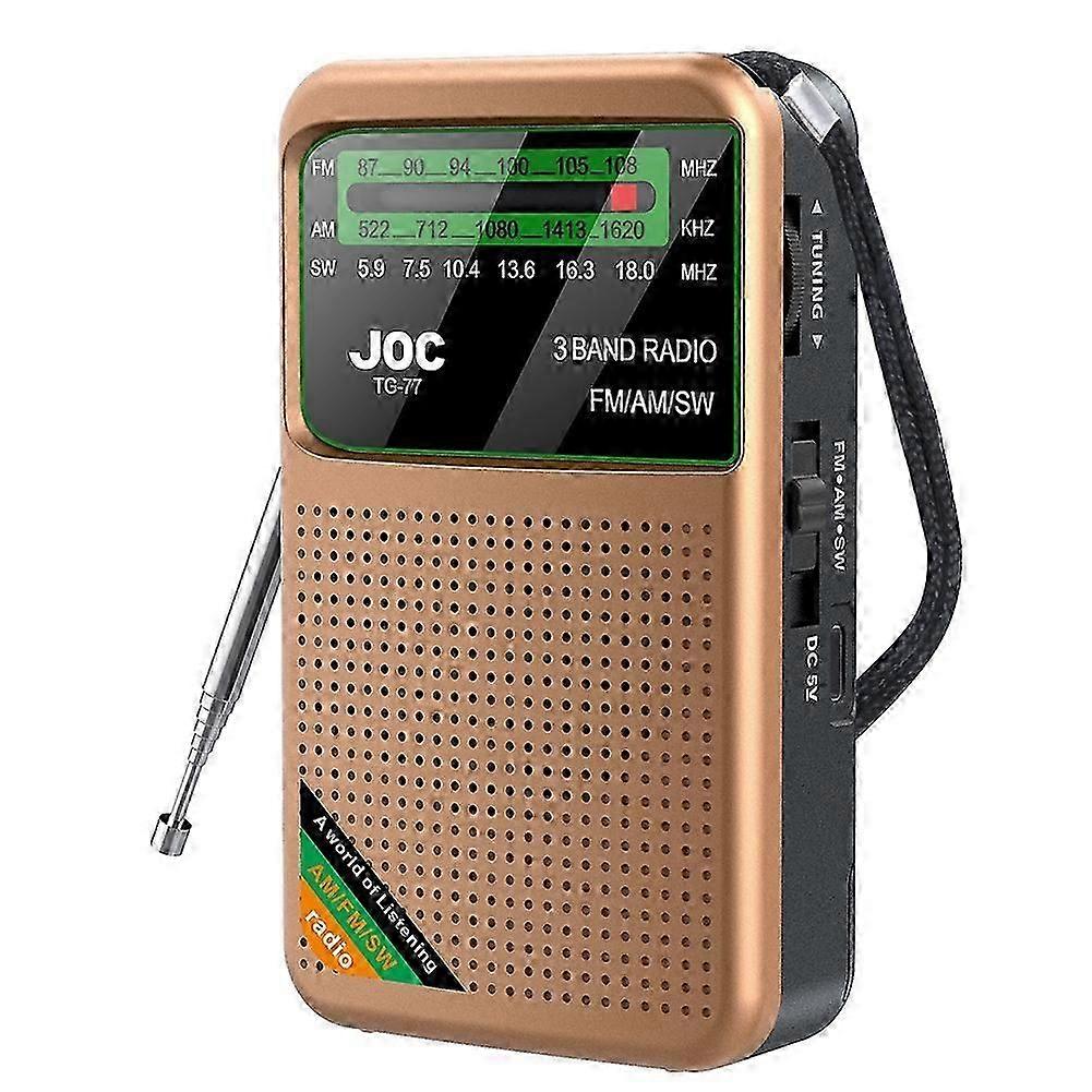 Pocket Radio Portable Mini Full Band Radio AM/FM/SW Radio with Rechargeable Battery Support Earphone