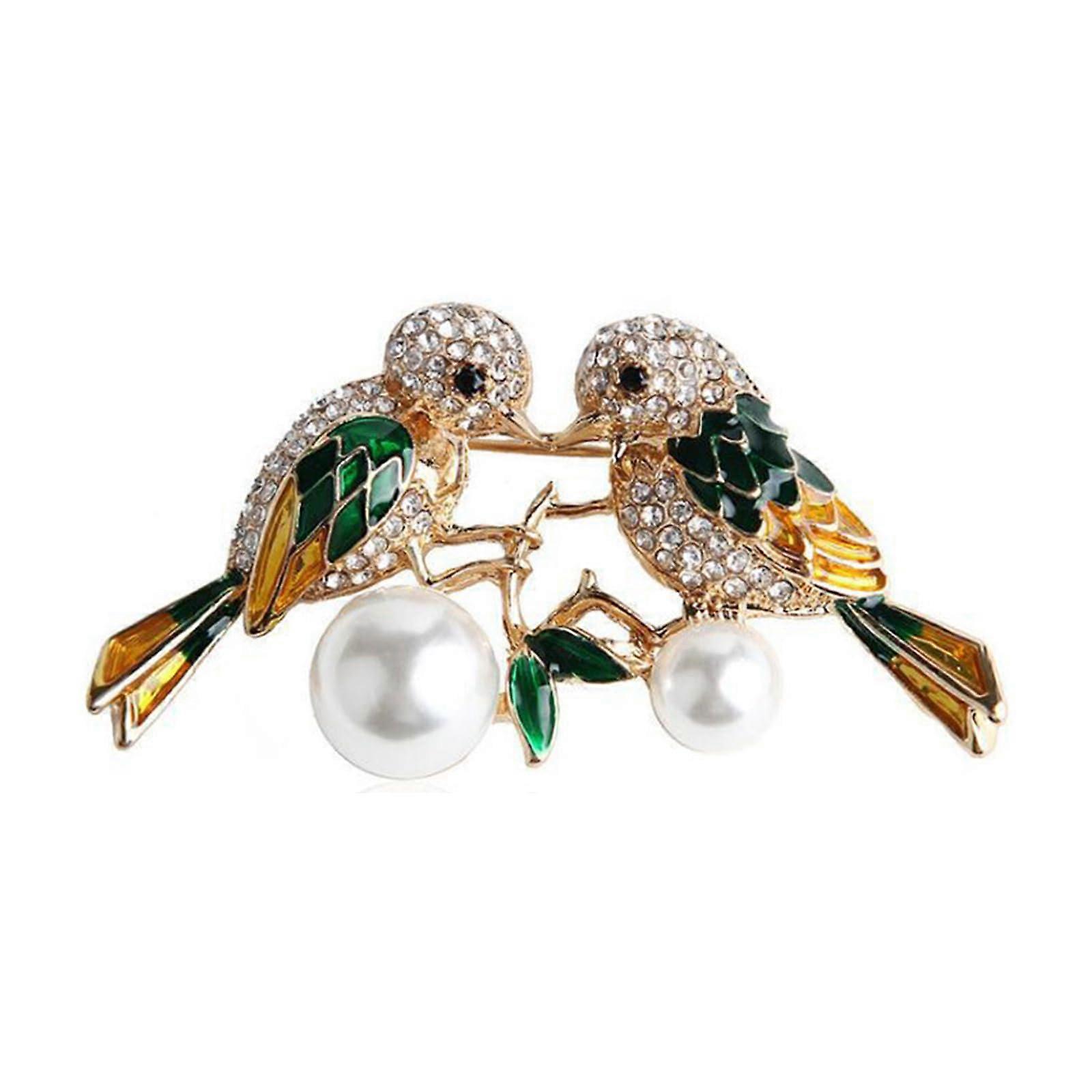 Ladies' brooch with pearls and rhinestones, butterfly shape, alloy oil painting