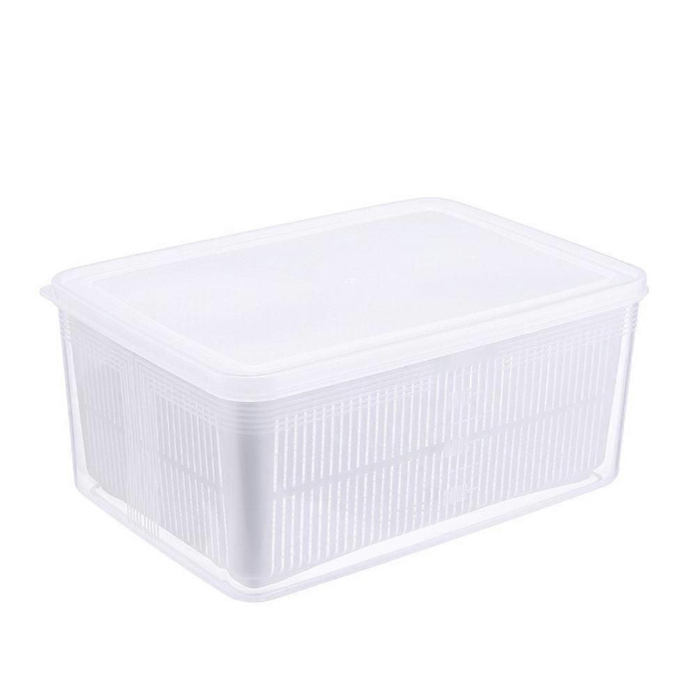 1Pc Double Layer Drainer Storage Draining Holder Washing Basket (Transparent)
