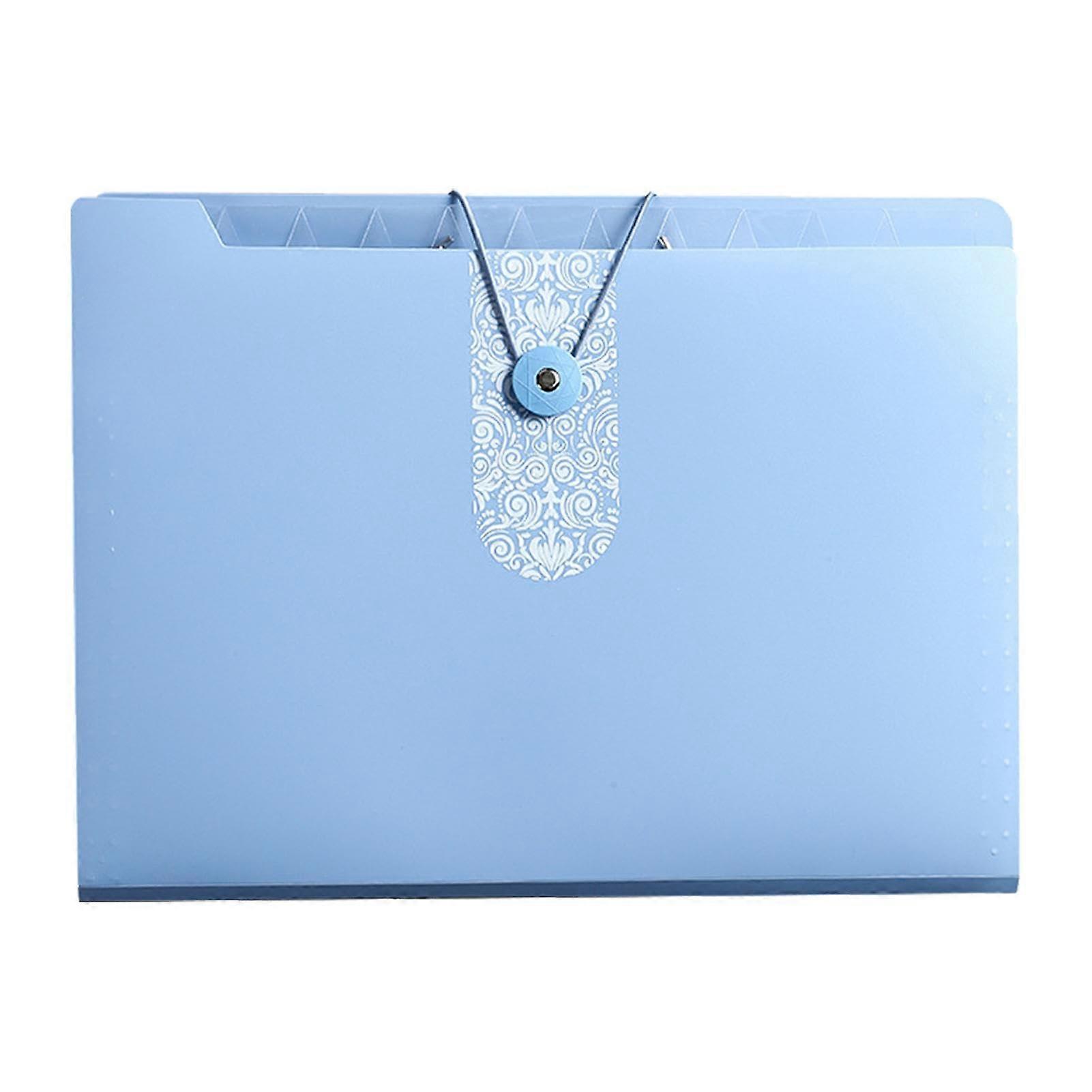 A4 Accordion File Folder Document Organiser with 12 Pockets for Home and School in Quiet Shade Clematis Blue