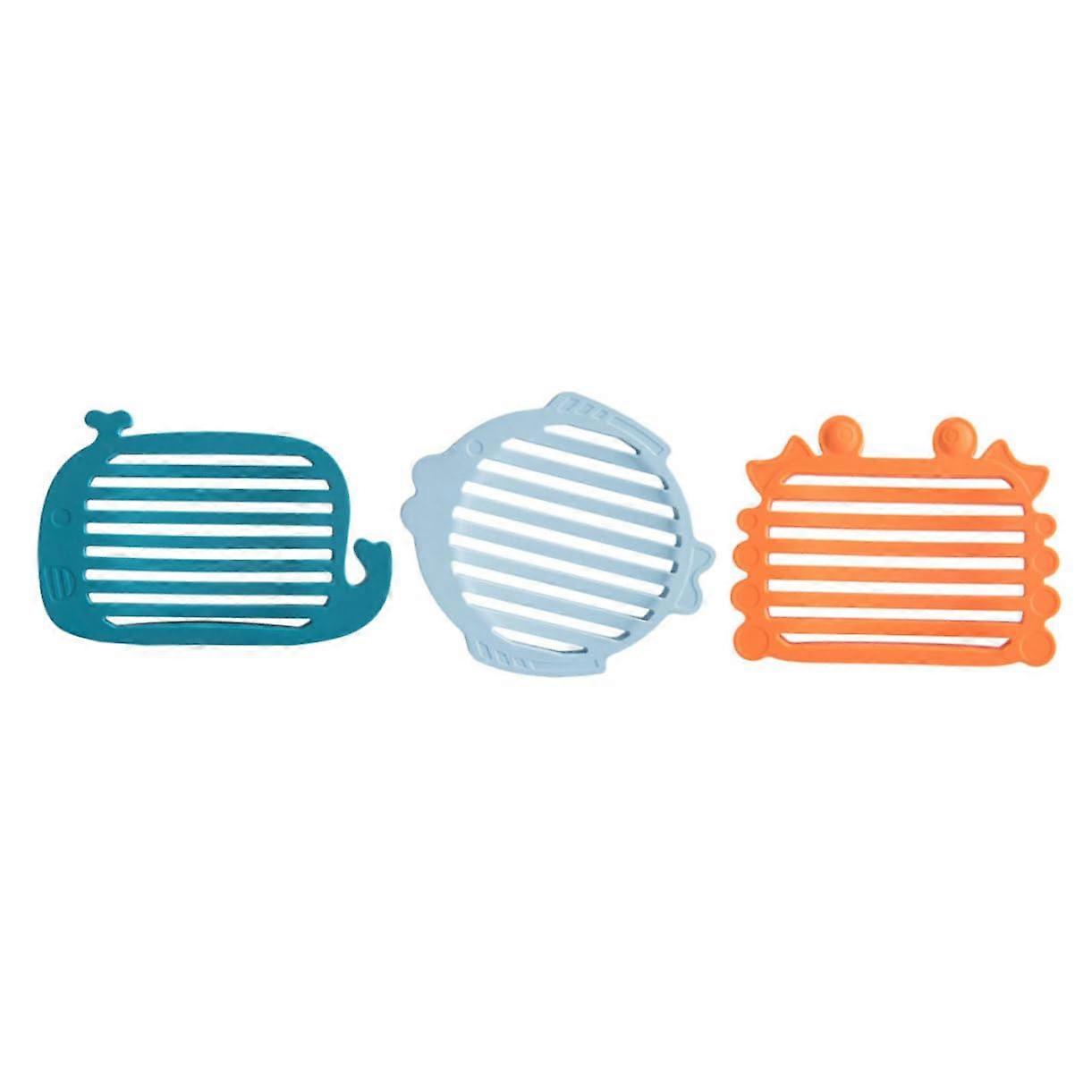 Cartoon Modelling Mat Silicone Soap Pad 3-Piece Set Skid-Resistant Quick-Dry Drain Pad For Home