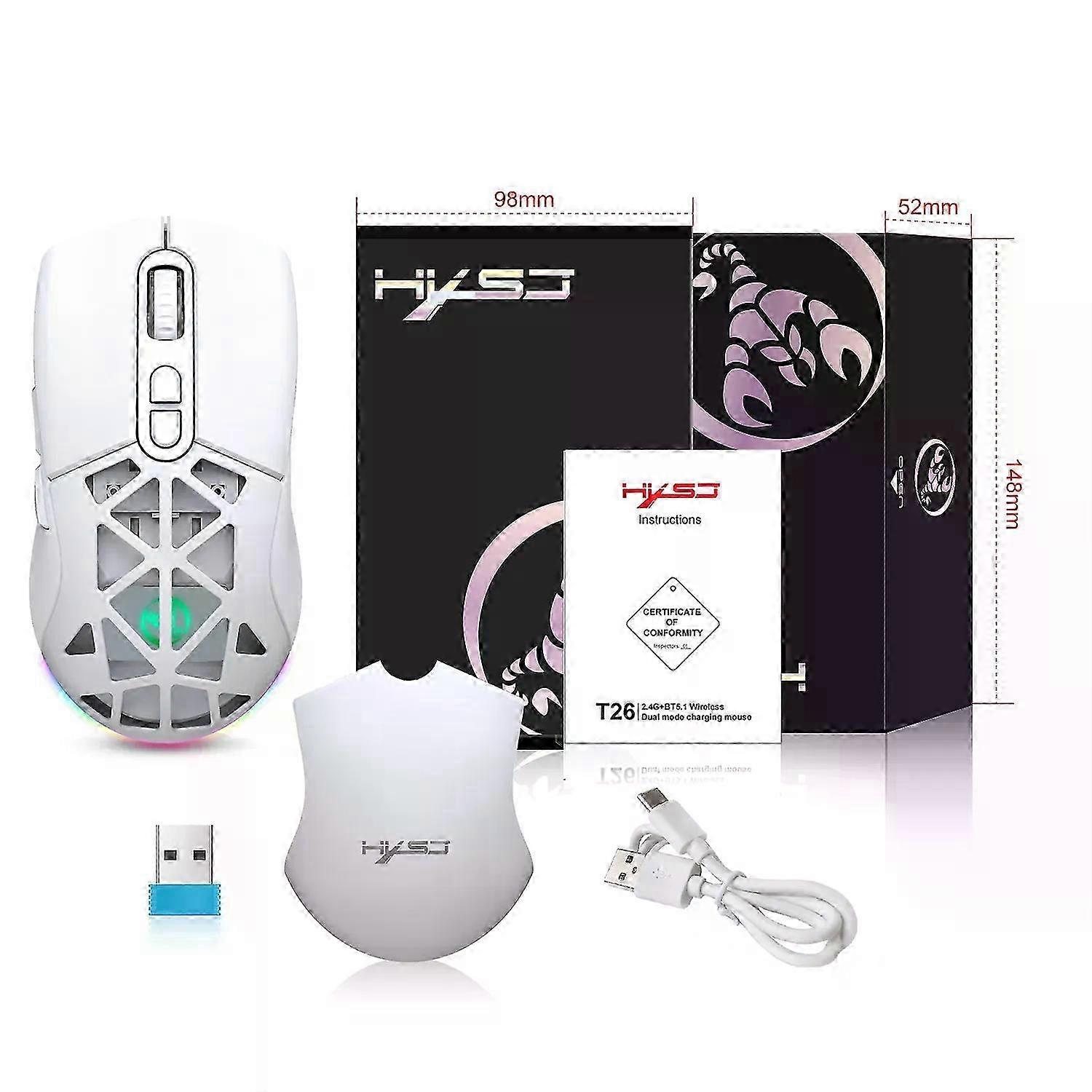 Wireless Dual Mode Gaming Mouse for Laptop with 4800DPI Adjustable Ergonomic Design