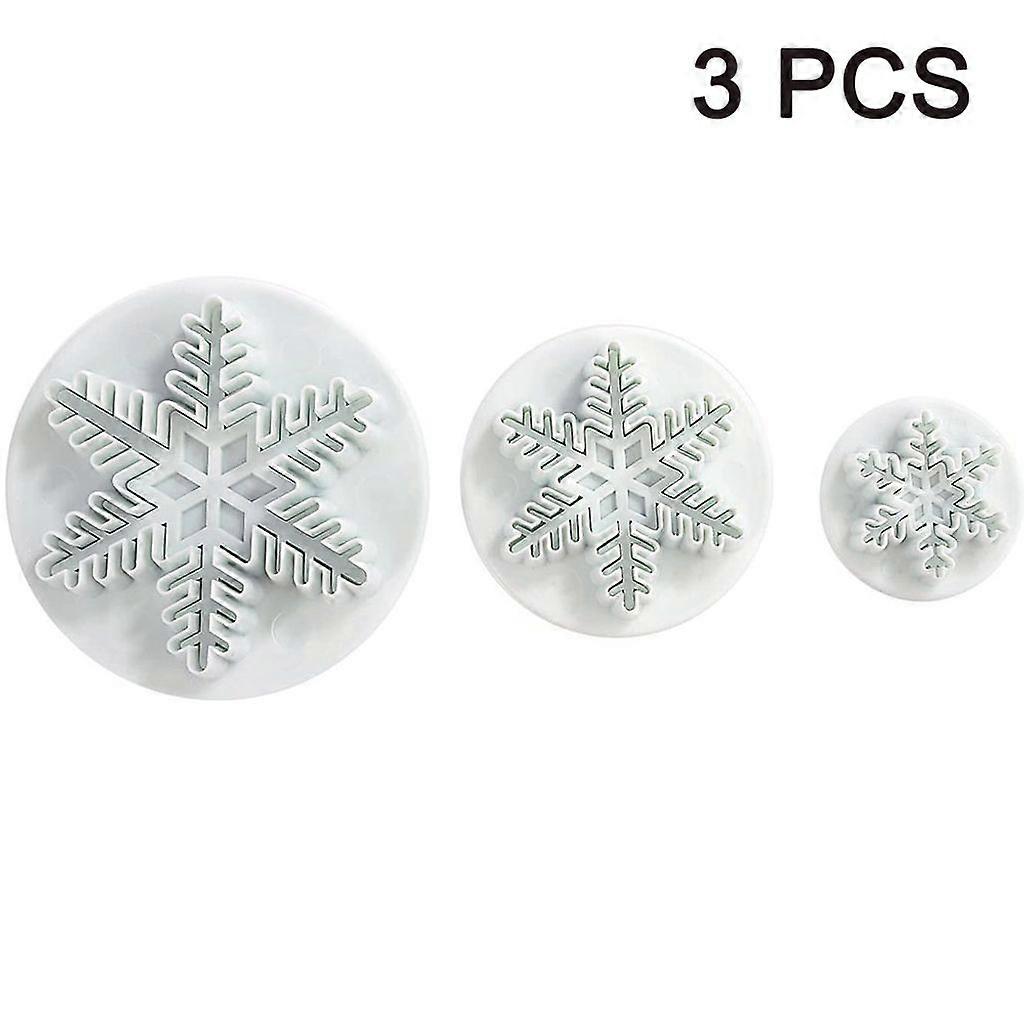 Snowflake Cookie Cutter Decorating Soft Candy Embossing Tool Snowflake Piston Cake Cutter Snowflake Feather Shape Cookie Tool Set