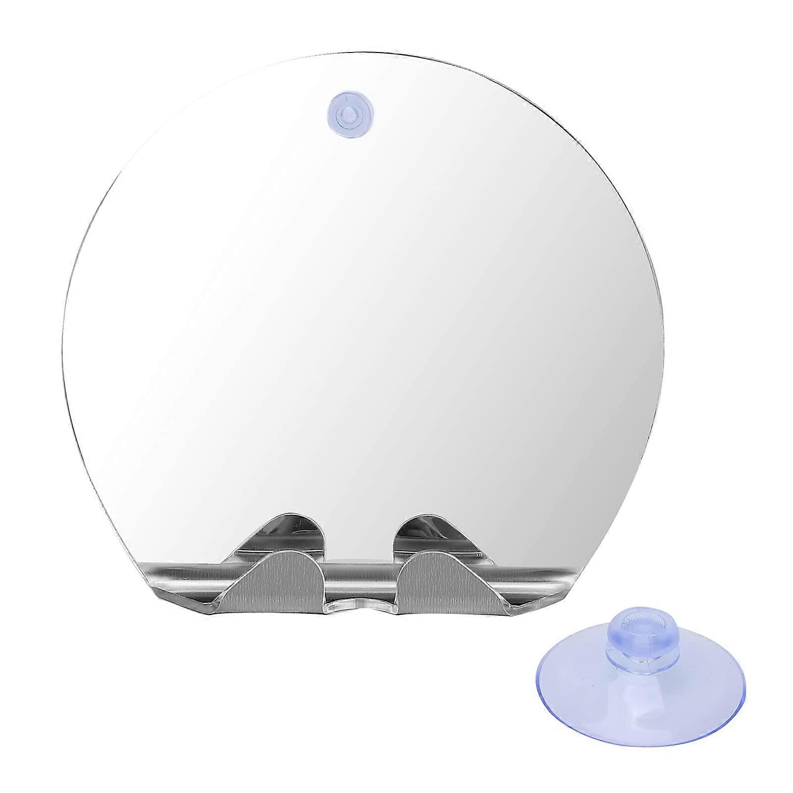 Shower Mirror Anti-Fog for Shaving with Suction Cup and Screw Cap, Adjustable Height, Wall Hanging Bathroom Mirror