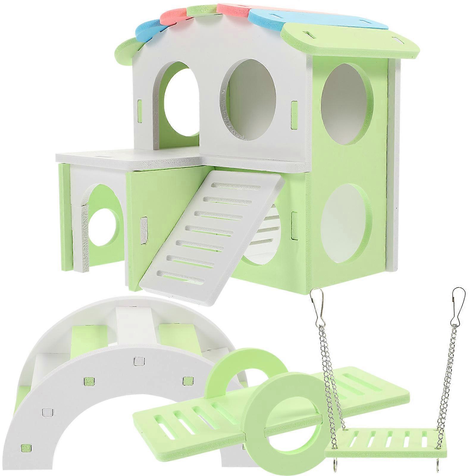 Hamster Activity Toy Set of Decorative Hamster Hideout Wear Bridge Hamster Toy Indoor Play Pet Owners 1Set
