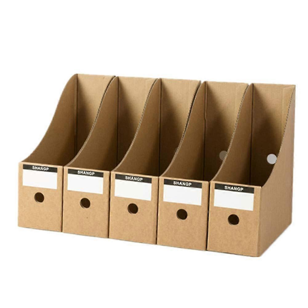 Magazine File Organiser Cardboard Storage Set for Desk, 5 Pack, Eco-Friendly, Slim Design, Office File Holder