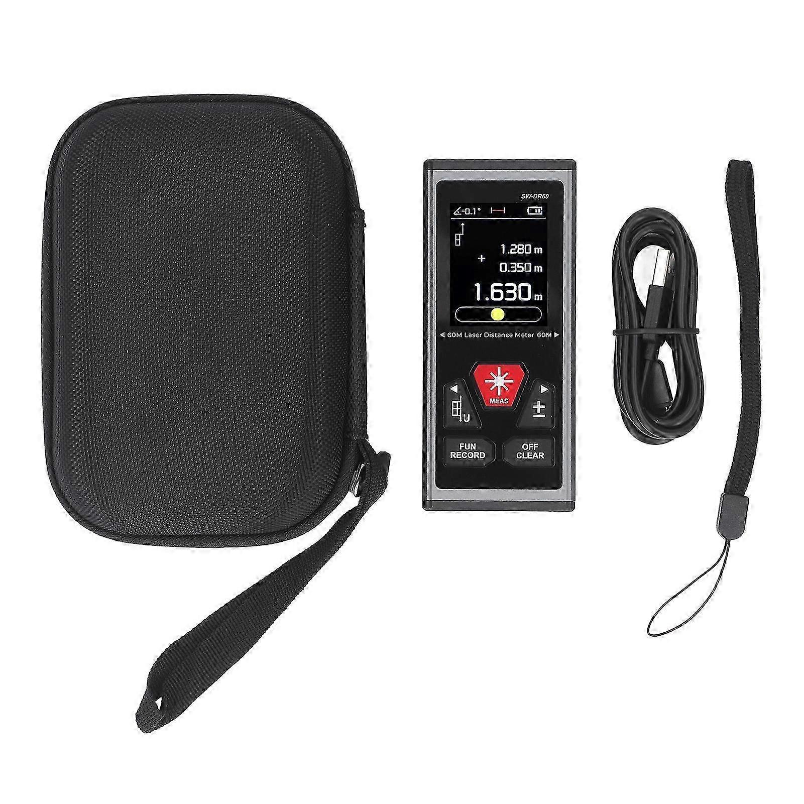 Dual Laser Distance Meter USB Rechargeable High Accuracy Multifunction Digital Laser Measurement Tool Measuring Device SWDR60