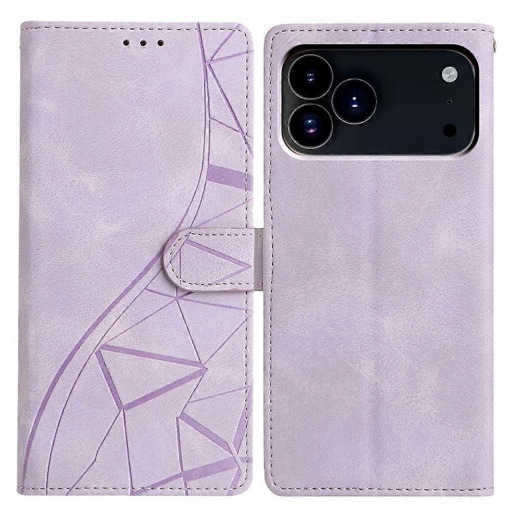 Compatible For iPhone 17 Pro Case Wallet Stand Imprinted Triangle Pattern Leather Phone Flip Cover