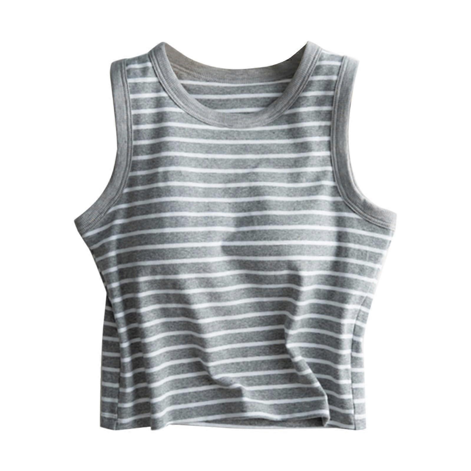 Women's Tank Top with Built-in Bra Cotton V Neck Vest Plus Size Blouses Size 14 XL Gray for Going Out Wear