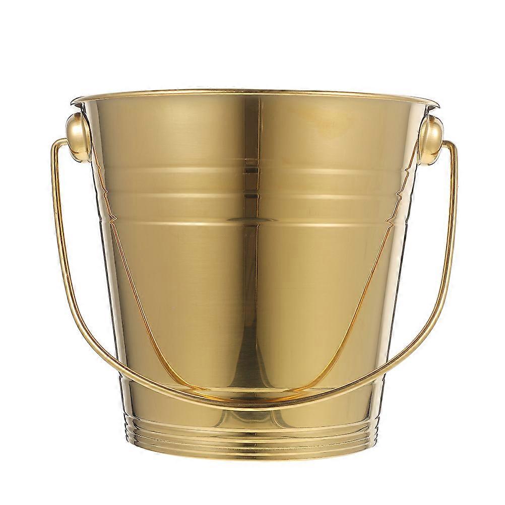 Stainless Steel Ice Storage Bucket for Party Beer with Golden Color and Big Opening